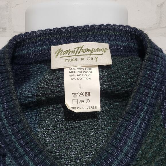 Vtg Norm Thompson Striped Mens Made in Italy Merino Wool Sweater Pullover - Picture 4 of 4